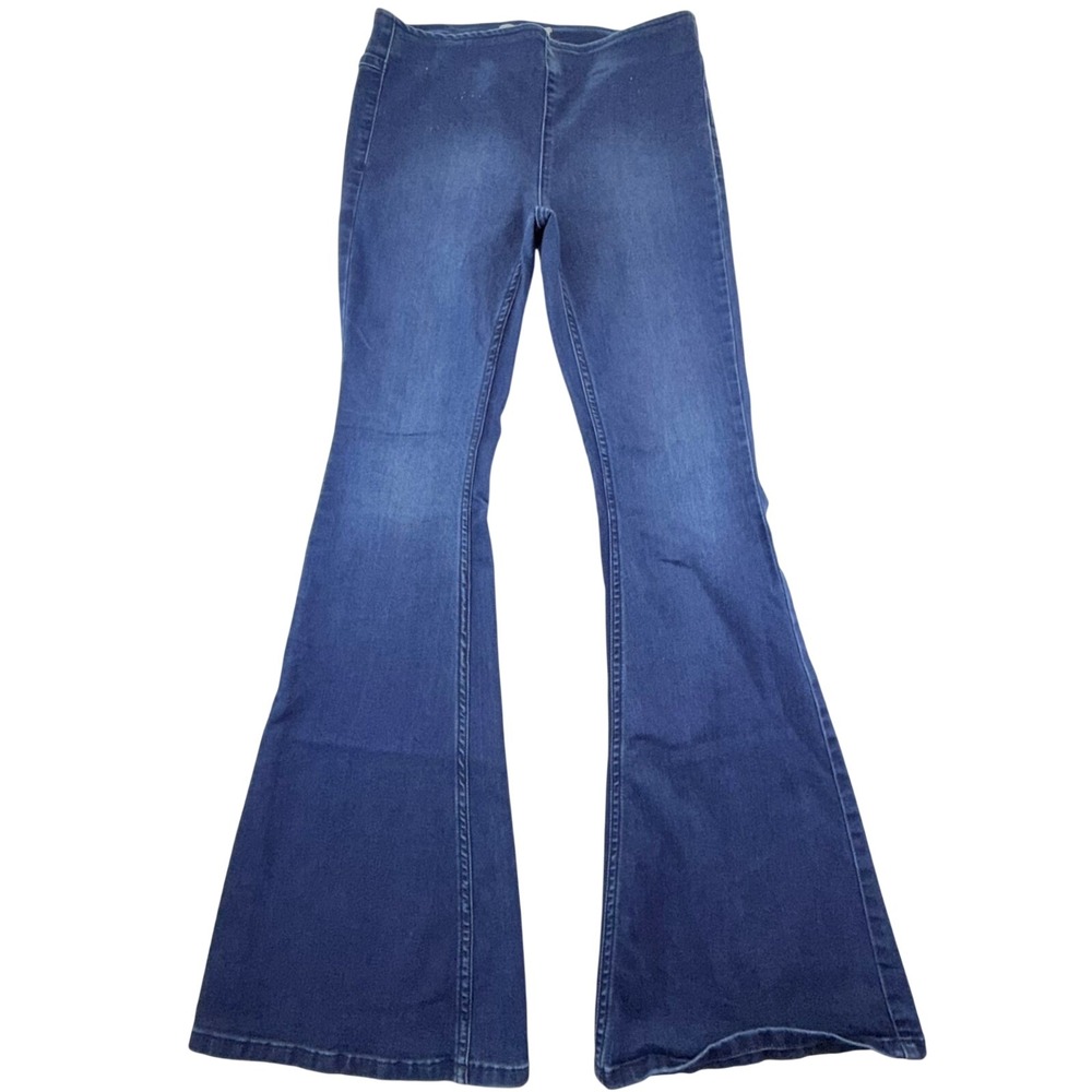 Free People Flare Jeans Womens 27 Penny Pull On Blue Medium Wash High Rise Boho